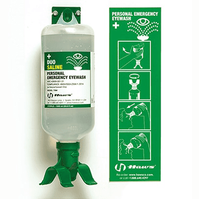 Wall Mounted Single Bottle Personal Eyewash Station 1 x 1000ml Saline Solution