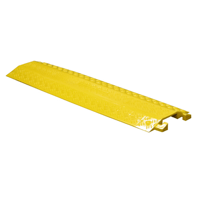 MAXSafe rubber dropover cable cover, featuring a yellow plastic rail against a white backdrop.