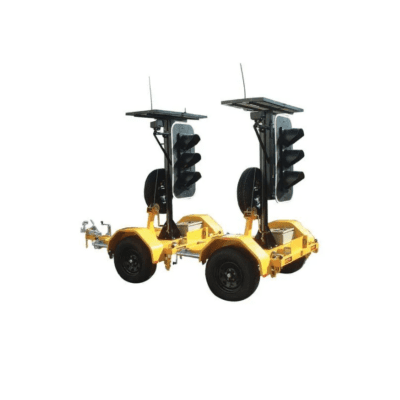 Set of 2 trailer-mounted solar traffic lights